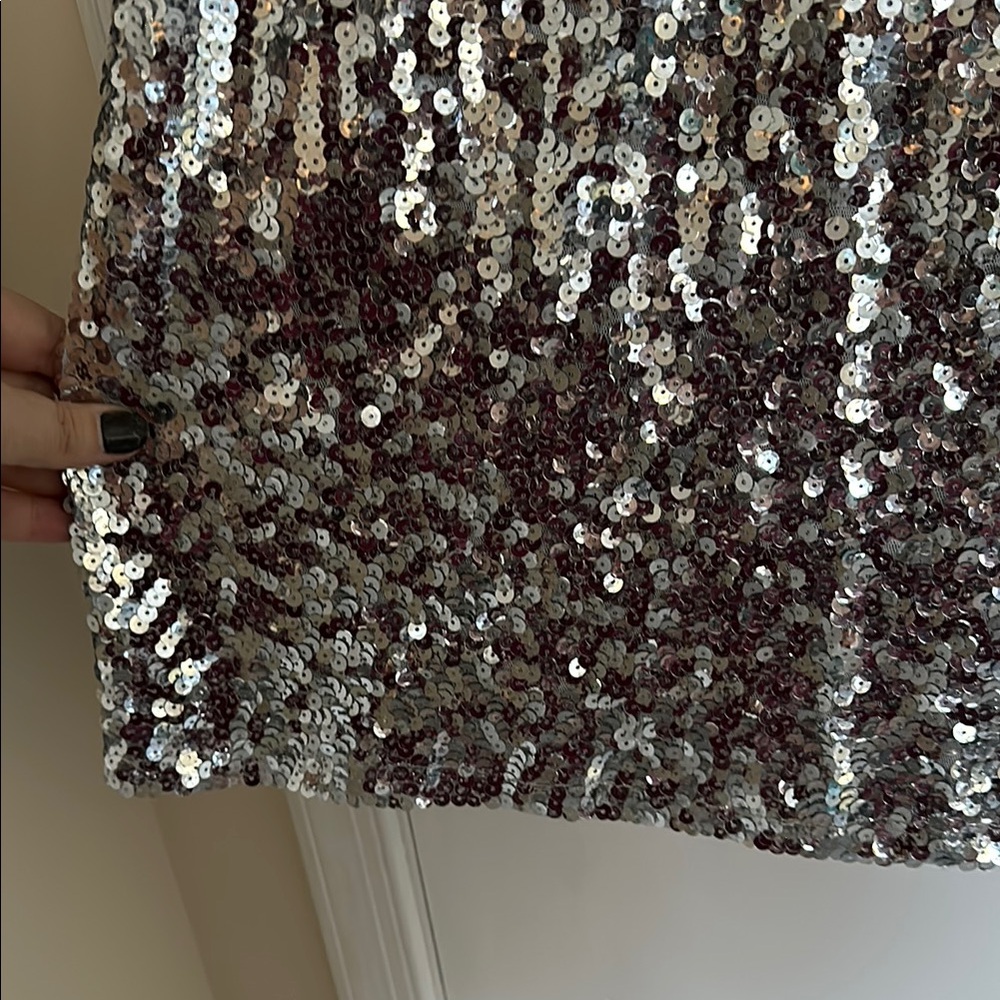 Silver Sequin adjustable strap Mini Dress - Picture 4 of 6